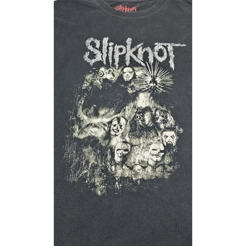 Slipknot T-Shirt Mens XXL Black Skull‎ Group Rock Band Music Tee Double Sided
